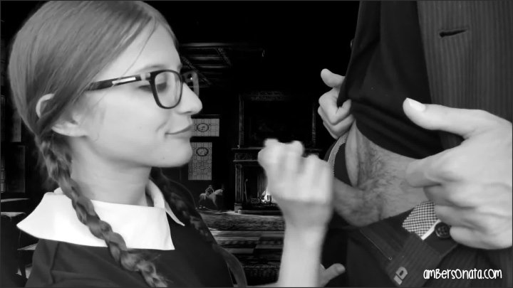 Amber Sonata Wednesday Uses Her Butler For His Cock Addams Family Parody