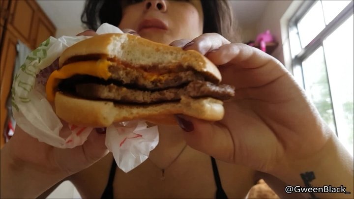 Gweenblack Tiny Girl Overeating Burgers
