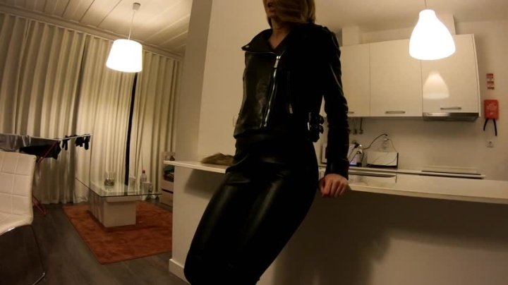 Petittits Leather Babe Striptease Amp Dildo Ride 4K