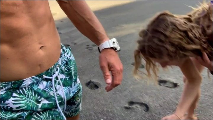 Hot Blonde And Slutty Brunette Have A Threesome On A California Beach