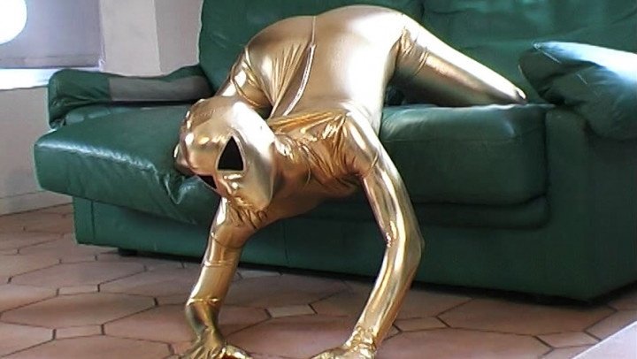 Vidzflix Flexi Golden Zentai Spandex Girl